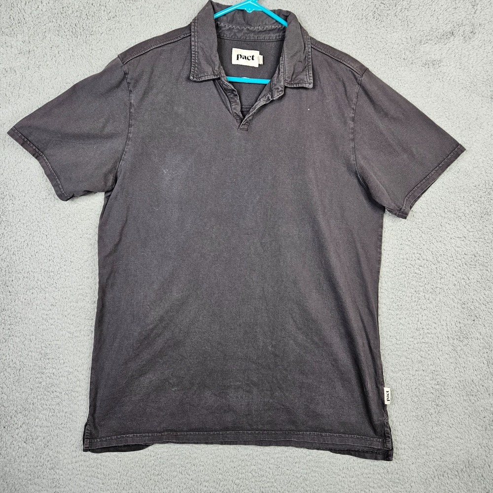 PACT Earth's Favorite Clothing Men's light black polo shirt Size L